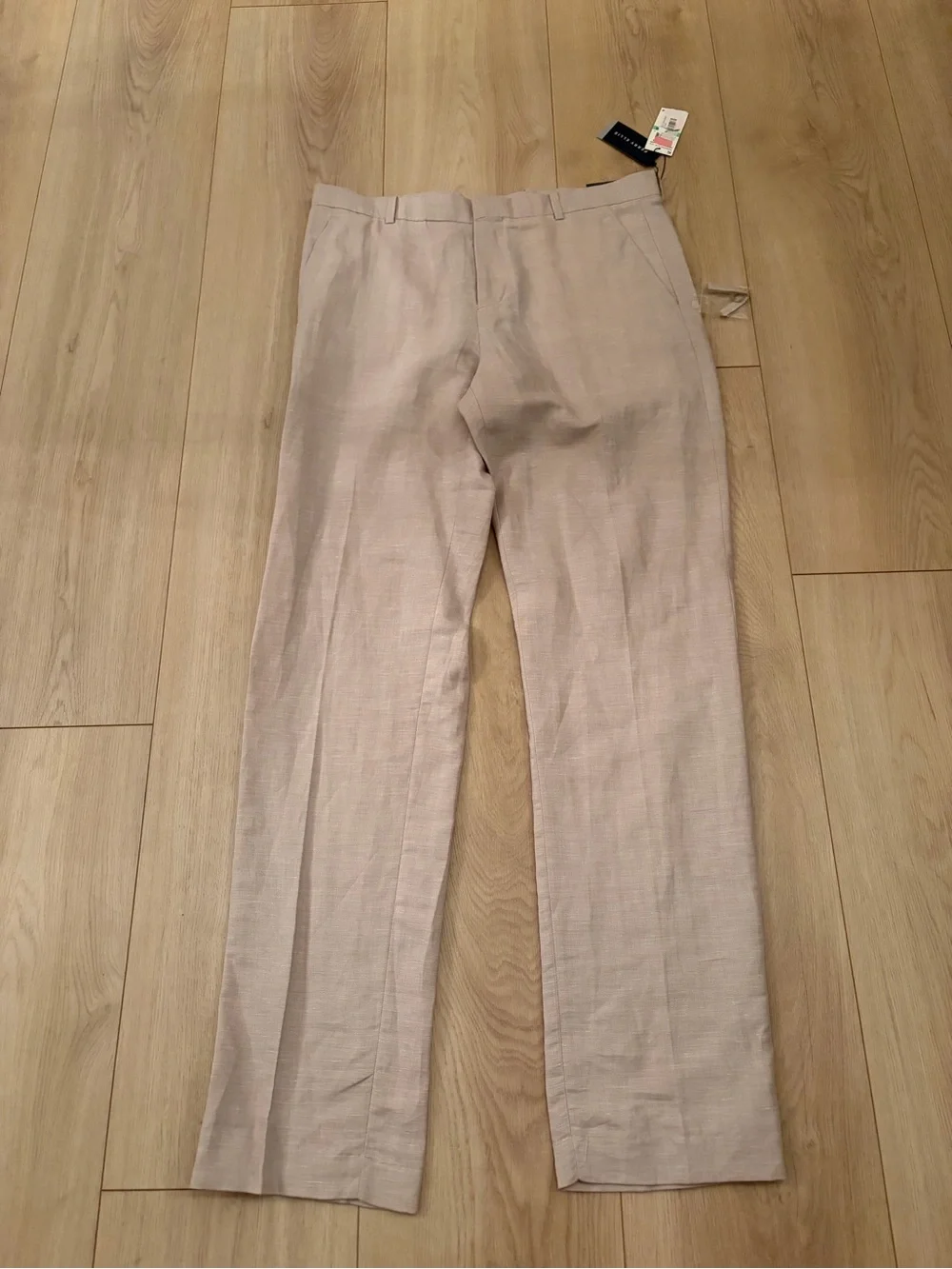 Perry Ellis Men's Light Beige Linen Blend Pants - Classic Straight Fit